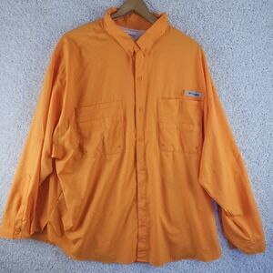 Columbia PFG  Fishing Shirt Mens 4XL Vented Omni-Shade Long Sleeve Orange